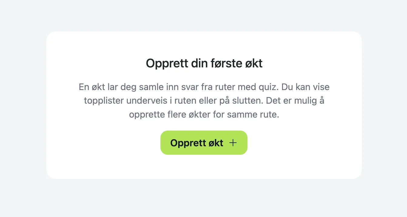 Dialog for å opprette første økt